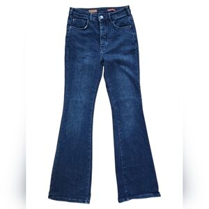 Pilcro Anthropologie Flare Jeans Dark Wash Button Fly Stretch Size 27